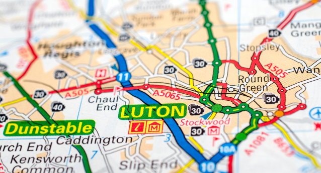 Bedfordshire Luton Map