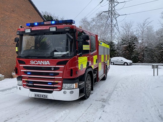 Fire engine in snow