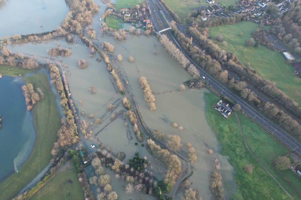 Image of flood water across Central Bedfordshire plains