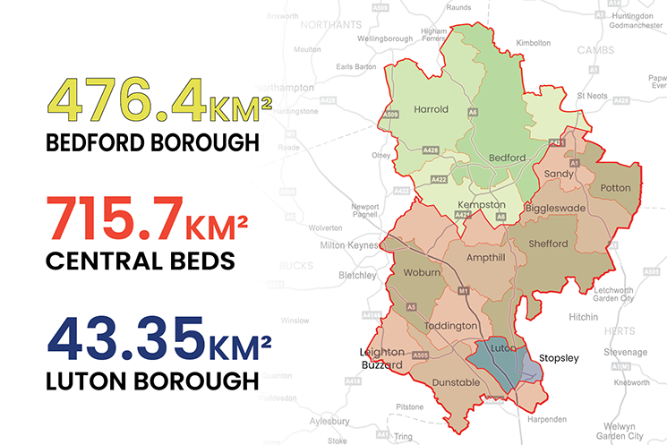 Bedfordshire authority areas