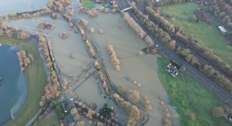 Image of flood water across Central Bedfordshire plains