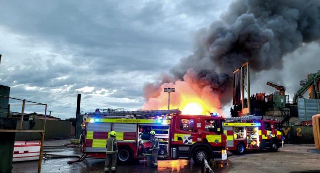 Fire engine at waste fire